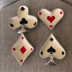 4 playingcard  bridge poker theme snack bowls Heart Diamond Spade Club red black